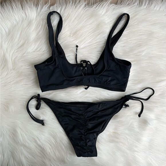 NWT L*space Swimsuit Set Romi Lace Up Bikini Top Large Side Tie Bottom Medium - Picture 3 of 9